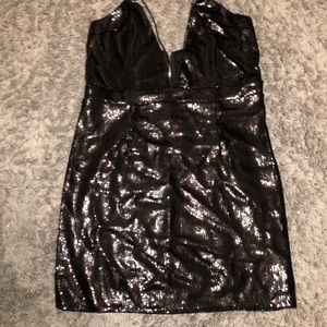 Black sequence mini dress